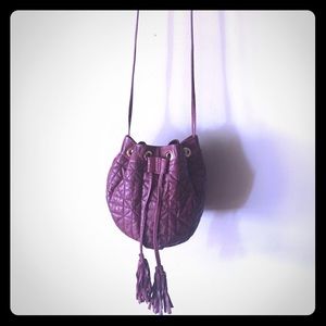 100% leather quilted bucket bag